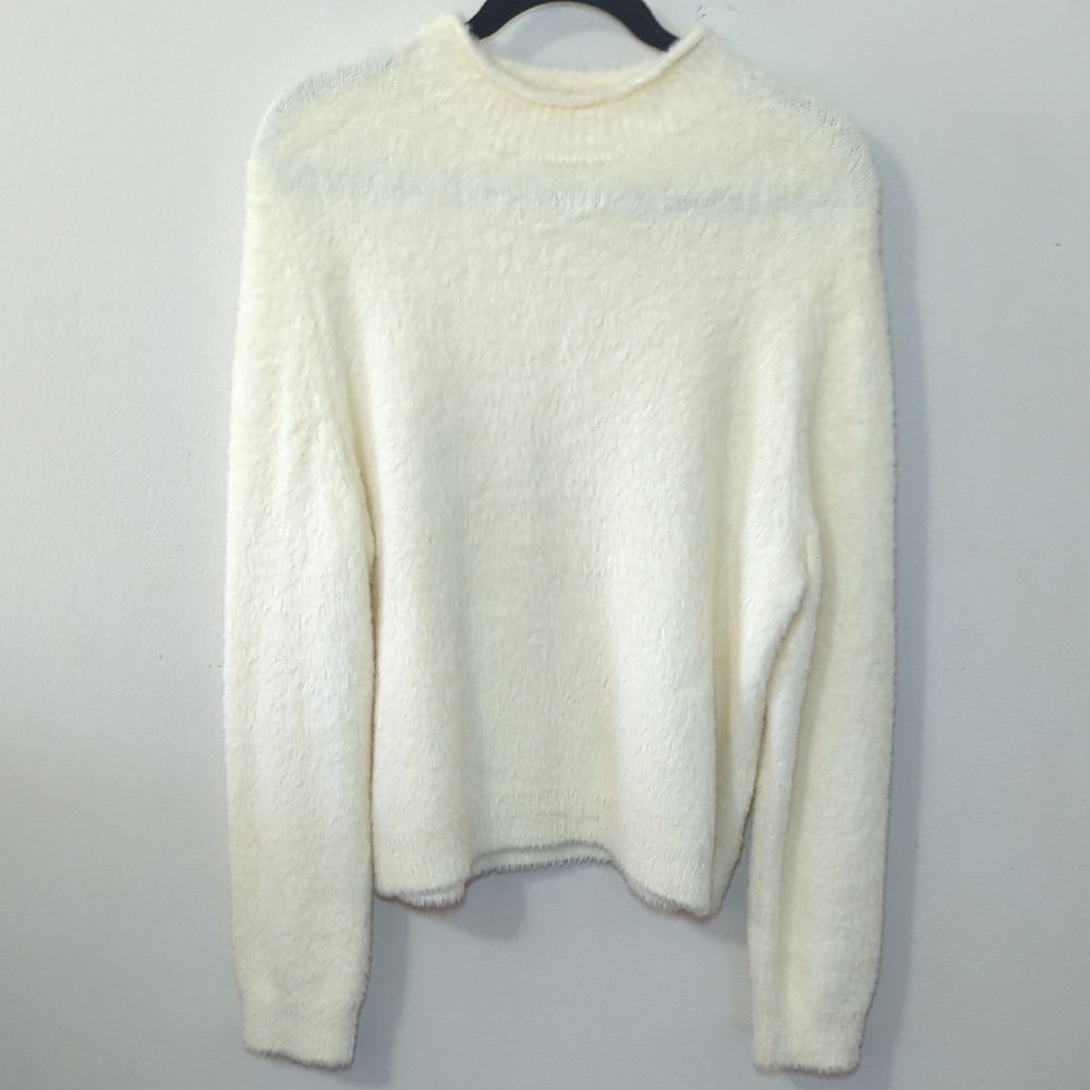 Universal Thread Cream Eyelash Sweater Mock Neck Soft Women's Size XL